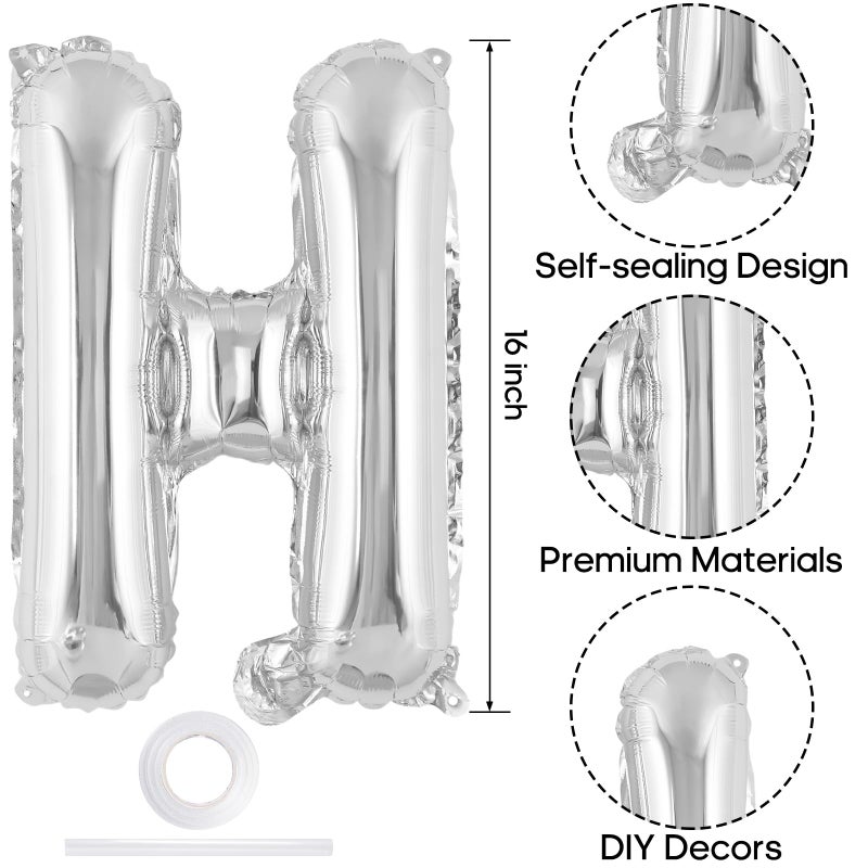 TOTAFAM Happy Birthday Balloons Banner 16 Inch, Foil Balloons Personalized Name Letters Balloons Sign Birthday Party Decorations for Women Men Boys Girls (Silver) - Image 2